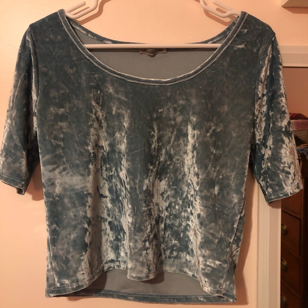 Blue velvet crop top